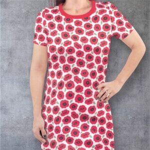 NEW Touched by Nature Organic Cotton‎ Stretchy Dress Poppy Print Size Small